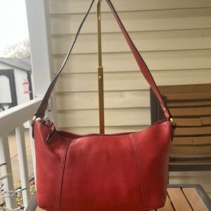 Tignanello Red Leather Shoulder Bag